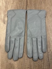 Poiong Vintage Women's Gray Leather Gloves Cashmere Driving/Casual Size 6.5