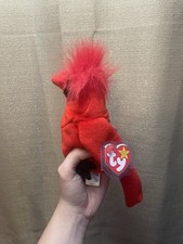 RARE Ty Beanie Babies Mac The Cardinal Plush Toy WITH TAG ERRORS