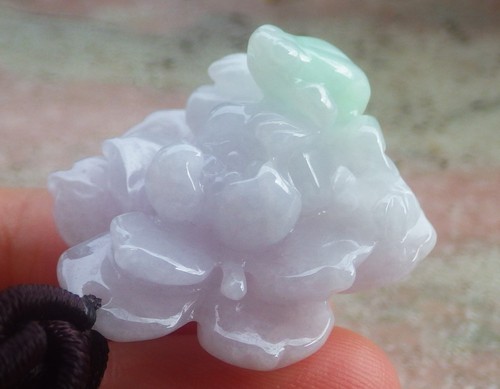 Colgante de jadeíta de jade natural púrpura certificado por video flor de sapo rana 120399 VS - Imagen 8 de 13