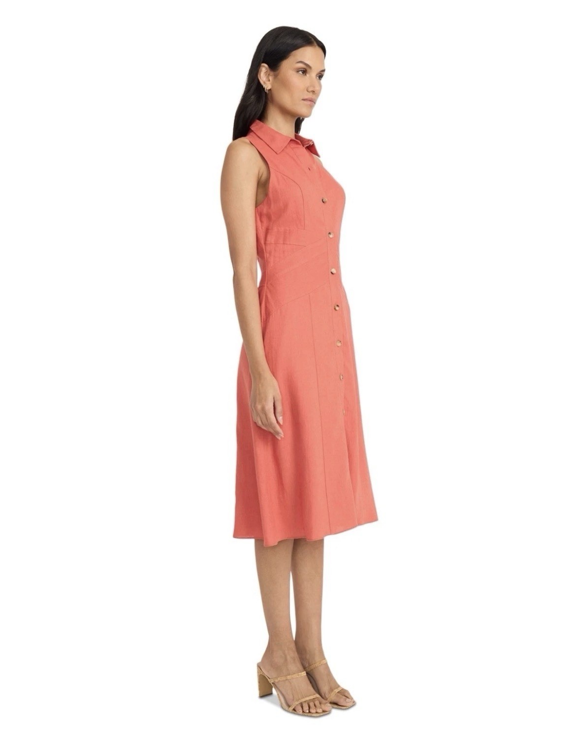 Maggy London Women's Collared Sleeveless Button-Front Dress Mineral Red Size 14 image 3