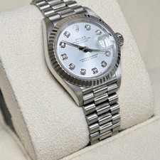 Rolex Lady-Datejust 26mm President Factory Diamond Dial 18K White Gold Box Paper 11