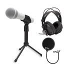 Samson Q2U USB XLR Handheld Dynamic Microphone Headphones Bundle (White)