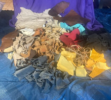 Leather Lot Bulk, Assorted Colors, Pieces, Crafts, Small Projects, 6.5 lbs.