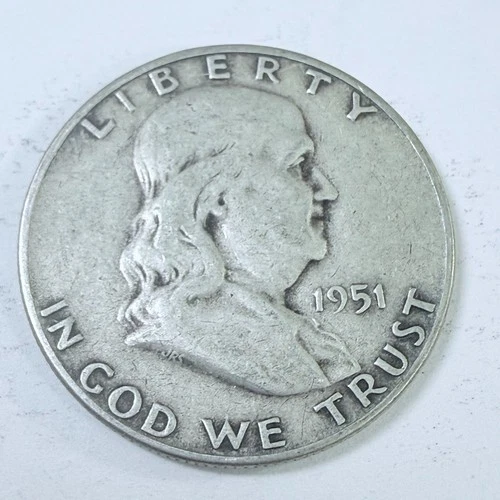 1951 S SILVER FRANKLIN HALF DOLLAR 90% SILVER CIRCULATED COIN FREE SHIP #7558