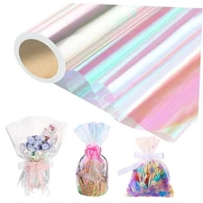 82 Ft X 17 In Cellophane Wrap for Gift Baskets Cellophane Wrap Roll Iridescent
