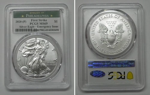 2020 (P) Silver Eagle - PCGS MS69 First Strike Emergency Issue  #3698