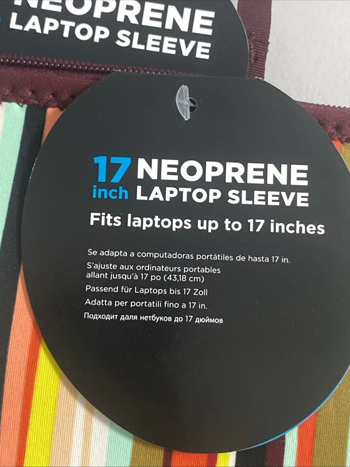 BYO 便携式电脑保护套 彩色条纹 17 英寸 全新带标签 — 第 4/4 张图片