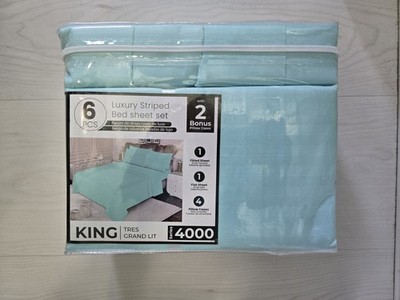 4000 Series 6-Piece Striped Bed Sheet Set King Size