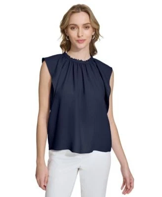 Calvin Klein Womens Ruffled Cap Sleeve Top 197383578971 M RT $79.5