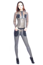 Latex Gummi Rubber pockets Catsuit rompers jumpsuits socks customized 0.4mm #723