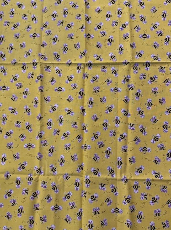 Exclusively Quilters Fabric TO BEE OR NOT TO BEE Bumblebees Yellow 29 x 44” - Image 2 of 3
