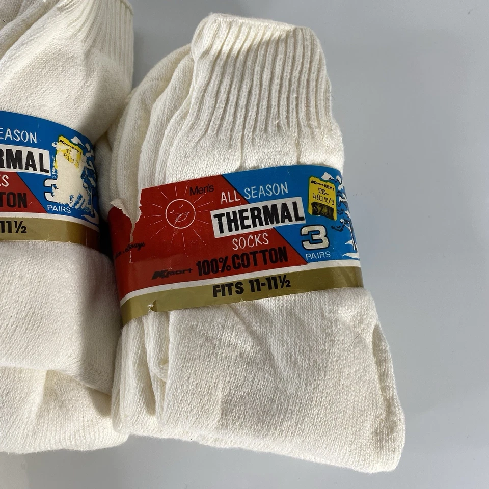 Lote de 3 calcetines térmicos Kmart de colección para hombre talla 11-11 1/2 blanco roto Foto 4 de 4