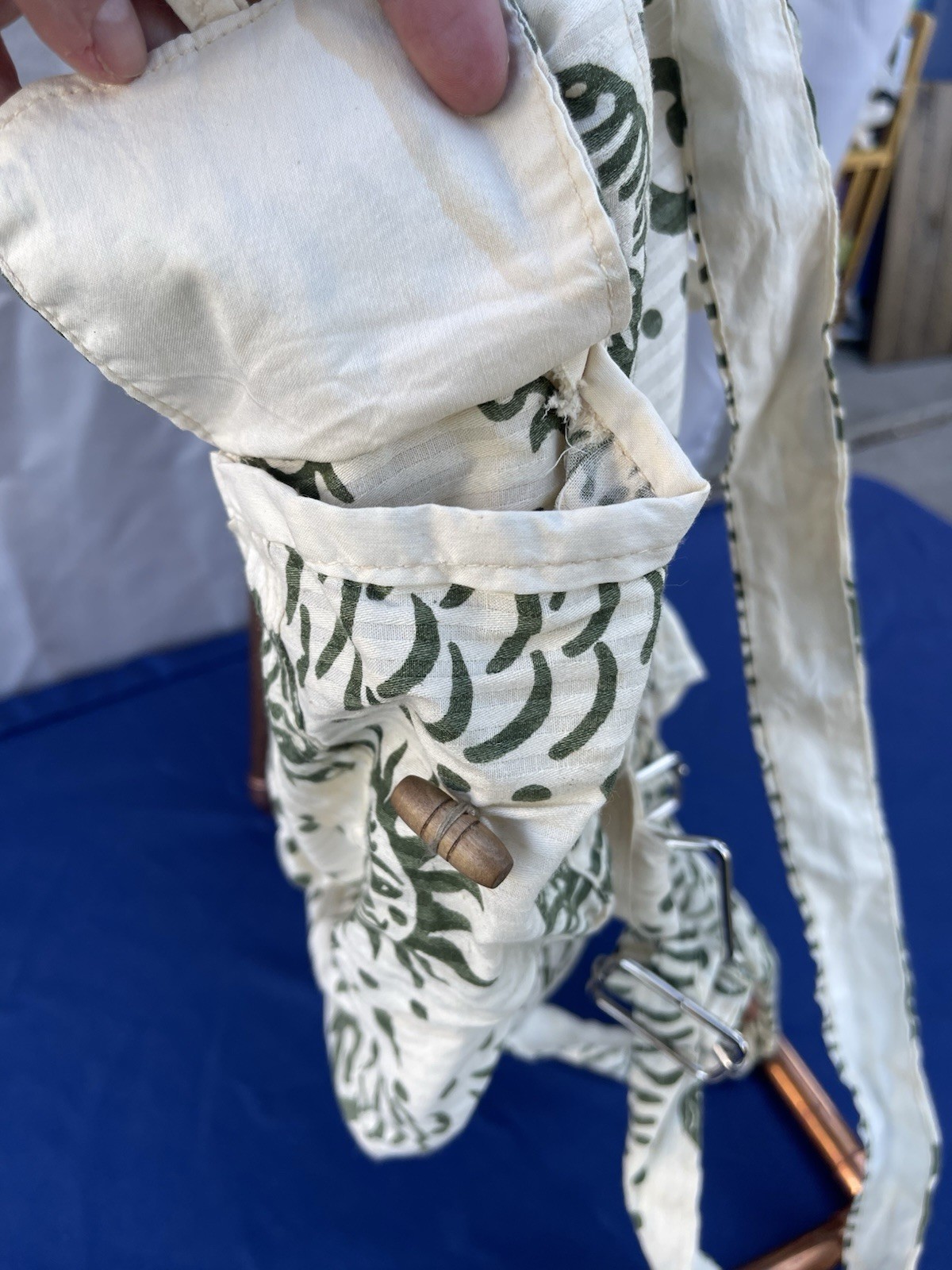 Boho Lightweight Drawstring Cotton Backpack Cream… - image 4