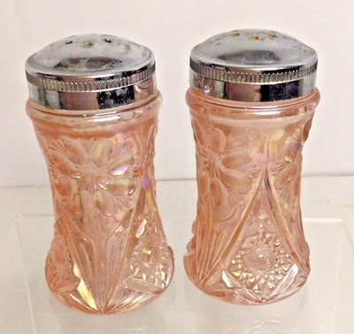 Vintage Imperial Cosmos Pink Carnival Salt & Pepper Set Floral & Star Woodrose 