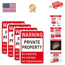 4 Pcs Posted No Trespassing Signs Private Property 10 x 7 Inch Weatherproof N...