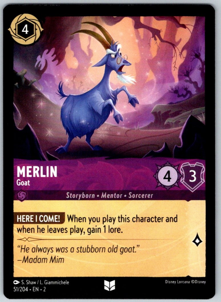Merlin - Goat 51/204 Uncommon Rise of the Floodborn NM Lorcana Disney