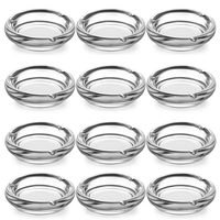 12 Aschenbecher Hochwertige Glas Ascher Rund Gastro Wind Bar Massiv Zigaretten