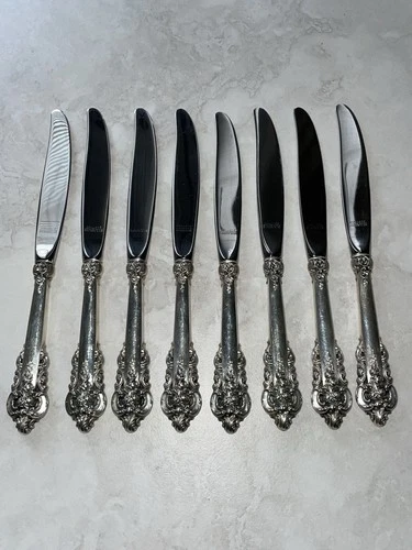 Antique Wallace Grande Baroque Sterling Silver 8 Dinner Knives