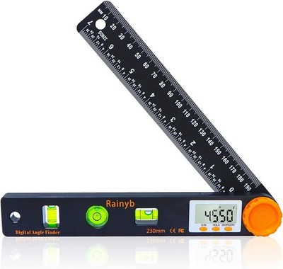 7'' Digital Angle Finder Protractor Tool - 0-360° LED Level with Bubble & Ruler