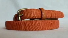 Talbots Women’s Sz 36-39 Genuine Leather Orange Narrow Belt Textured Animal