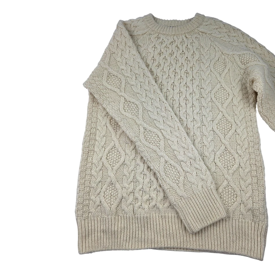 ZARA Main Line Wool Blend Chunky Aran Cable Knit Sweater XL Made in Italy - Image 4 of 4