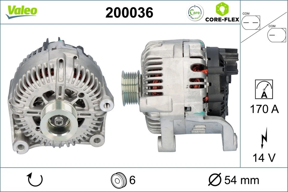 ALTERNATOR 200036 FOR BMW 5/E60/E61/7/E66/E67 N47D20C/A M47D20 2.0L 4cyl 5 E61 - Image 2 of 4