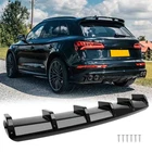 For Audi SQ5 2014-24 Gloss Black Rear Bumper Diffuser Spoiler Splitter Lip 6 Fin