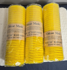 Poly/Deco Mesh 10"x 30' Roll Yellow with Gold Stripe Lot of 3