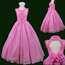 Girl Pageant Wedding Dance Formal Party Dress 3 4 5,6,7,8,10,12,14 PINK AQUA