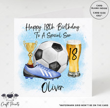 Personalsed Male Birthday Card 18th 21st 30th Beer Football Son Grandson Nephew