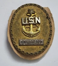 u.s.n. usa navy command pin solid brass vtg