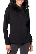 Jingle Belles by Kim Gravel Faux Fur Half Zip Sweatshirt Black