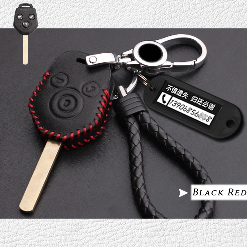 For Subaru Outback Forester Impreza Genuine Leather Car Key Fob Case Cover Bag Foto 4 de 4