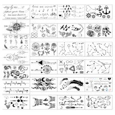 Tiny Waterproof Temporary Tattoos Moon Stars Constellations Words Lines Flowers