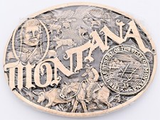 Montana State Seal Solid Brass Award Design First Edition Vintage Belt Buckle