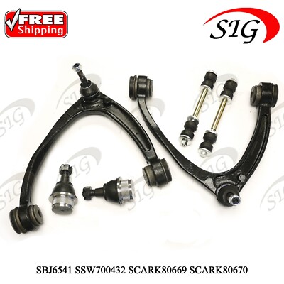 6PC Front Upper Control Arm Ball Joint Sway Bar Kit for 2007 - 2013 GMC Yukon