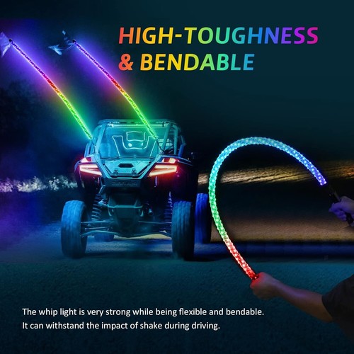 2Pac 1FT Music Whip Light,Spiral RGB360 Chasing Lighted Whips with Rocker Switch - Picture 4 of 6