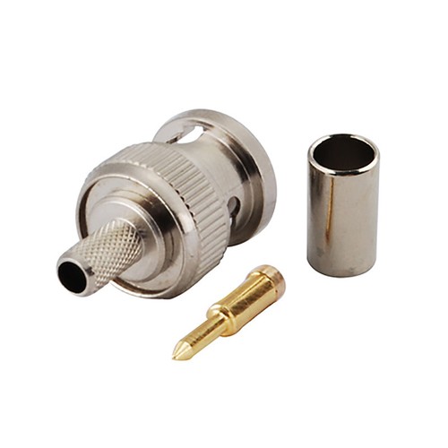 Connettore a saldare a crimpare maschio BNC per cavo coassiale RG58 RG195 RG400 RG142 - Foto 2 di 3