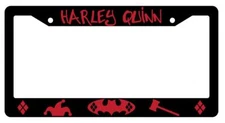 Harley Quinn (Design 1) Black Plastic License Plate Frame Accessory DC