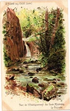 Old postcard St-ALBAN-les-EAUX-Parc de l'Establishment des Eaux Minéraux (263181)