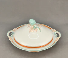 19th C. French Old Paris Porcelain Round Covered Handled Serving Bowl (A)