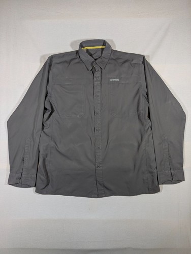 Simms Shirt Men Button-Up Long Sleeve Fishing Vented Boating Guide Series Gray
