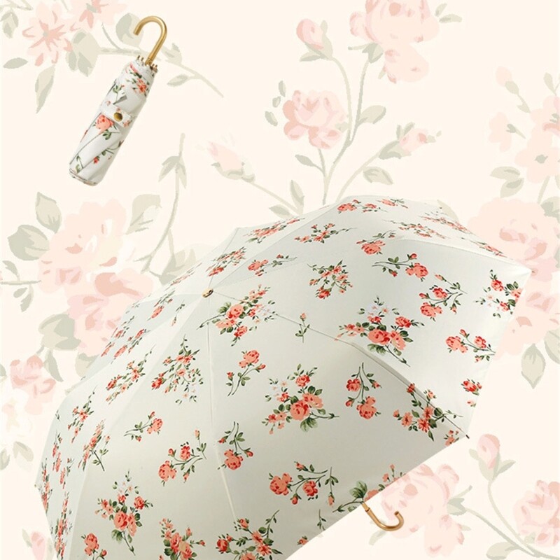 8 Ribs Windproof Umbrella for Women Lady Girl Travel Rain SunShade