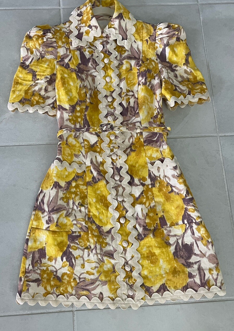 Zimmermann High Tide Ric Rac Floral Mini Dress Size 1 eBay