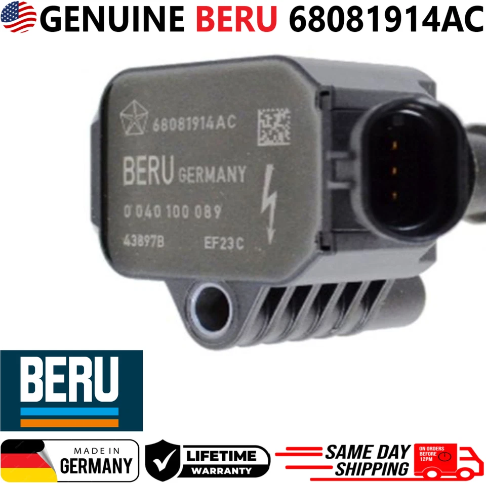 Bobinas de ignição BERU genuínas para 2014-2020 Fiat e Jeep Renegade 1.4L, 68081914AC - Imagem 2 de 4