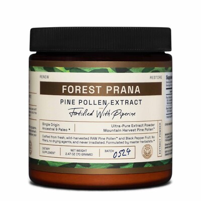 Forest Prana Pine Pollen Extract Powder   50:1 Extract   70 Gram Jar