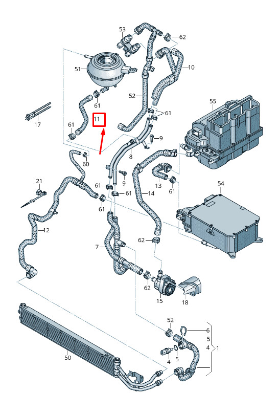 Durite de liquide de refroidissement moteur Audi A3 Sportback 8V 5Q0121109R
