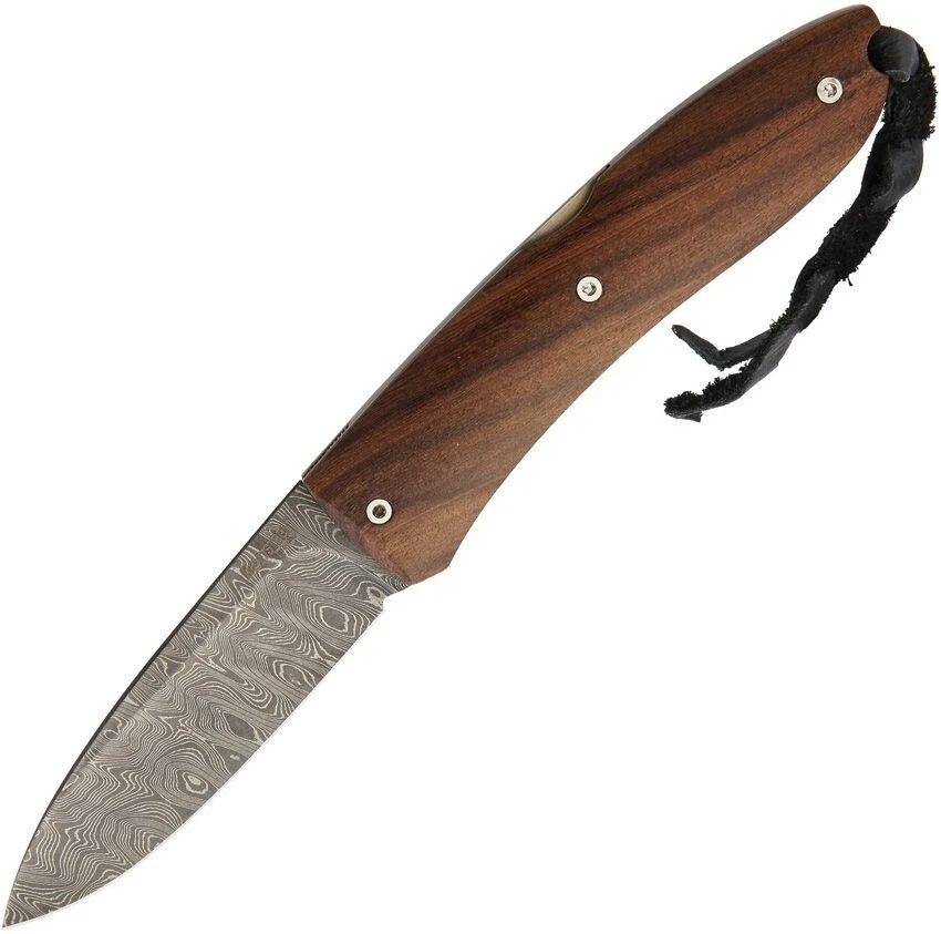 Cuchillo Plegable LionSTEEL Opera 2.75" Hoja de Acero Damasco Mango de Madera Santos Foto 2 de 4