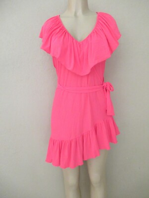 Luli Fama Cosita Buena Unwrap Me Mini Dress Cover up size S bombshell pink