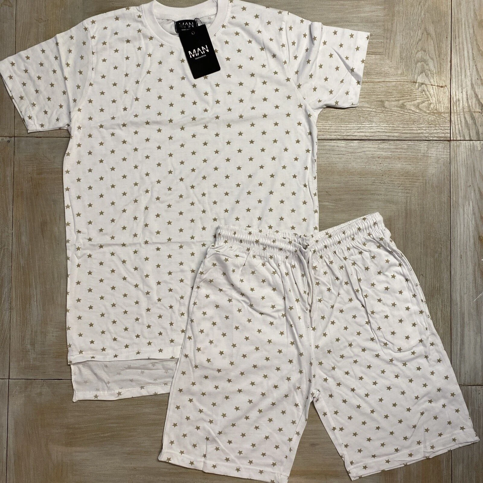 Mens T Shirt Shorts Tracksuit Set Star Small RRP £50 Boohoo Man Summer Set